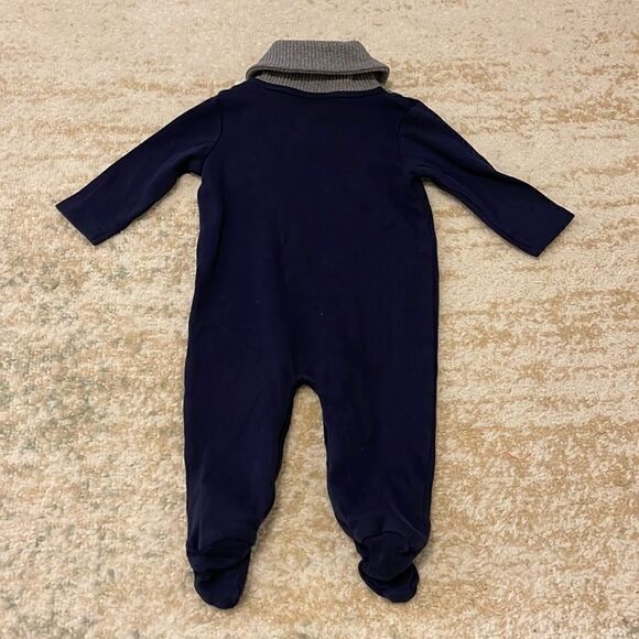NWOT Miniclasix Navy Shawl Collar Footie Jumpsuit Romper Onesie 3 Months - Picture 4 of 4